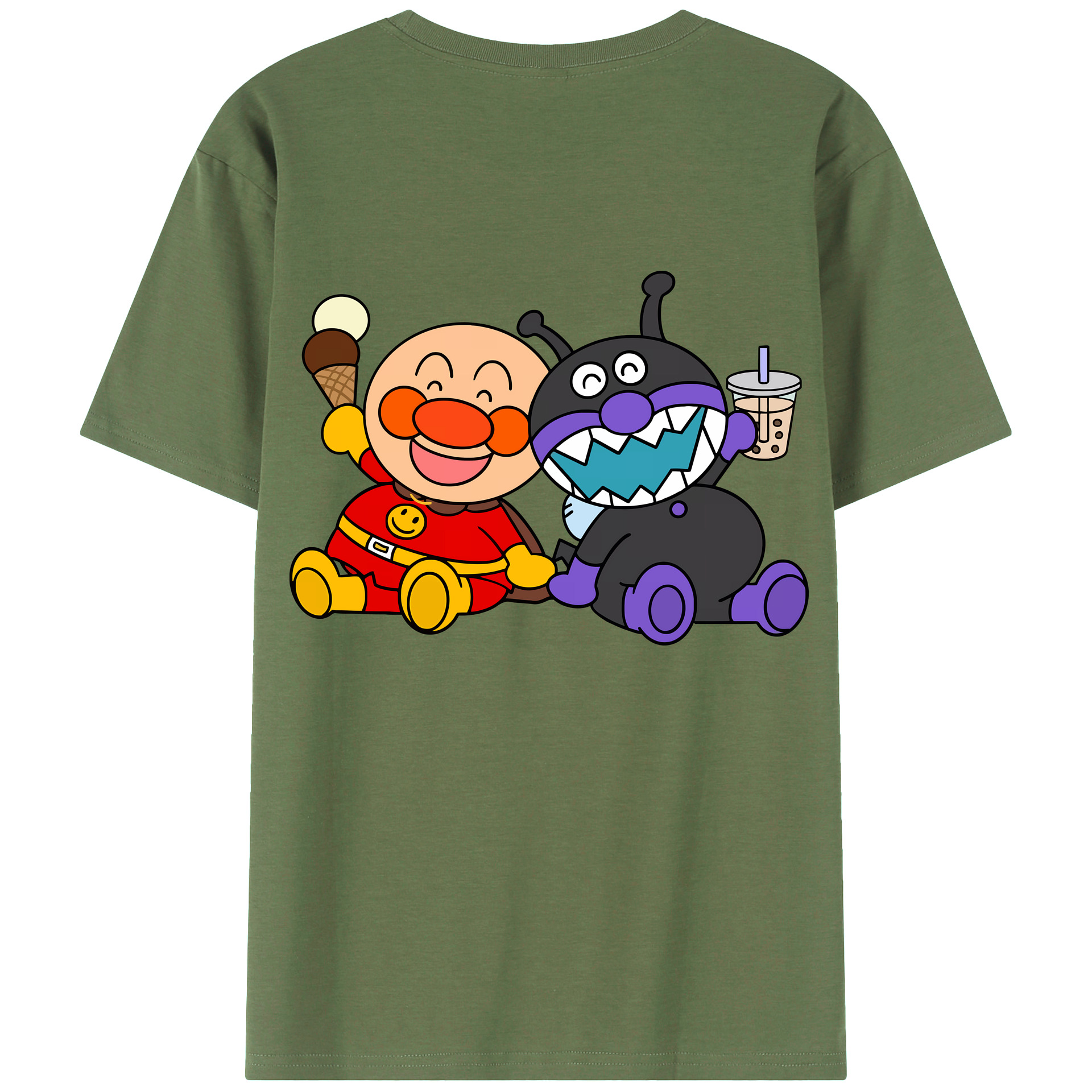 （画像用） アンパンマン Anpanman 綿100％ メンズ半袖Tシャツ（バックプリント） 通気性